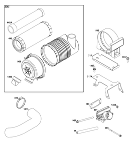Air Cleaner Group Diagram and Parts List for 613777-0013-J1 400000 - 699999 Briggs and Stratton Engine